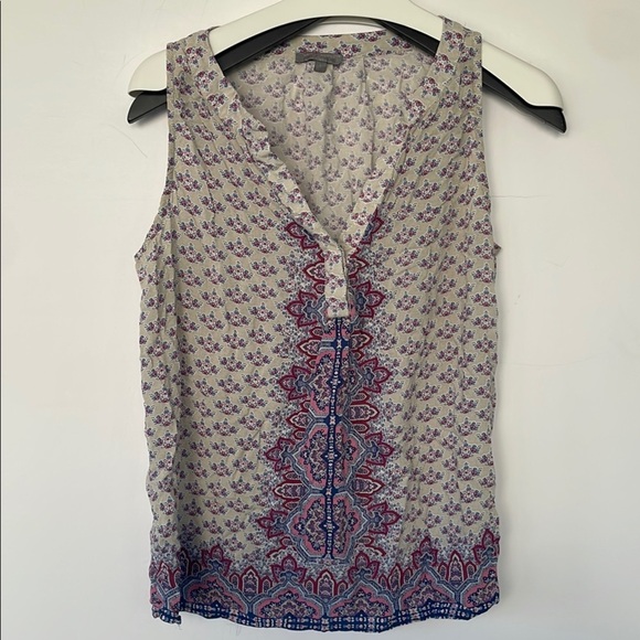 Saint Tropez West Gray Purple Floral Sleeveless Tank Top Large - Picture 3 of 14